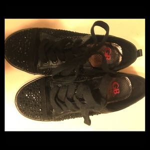 GB girls black rhinestone shoes size 1M